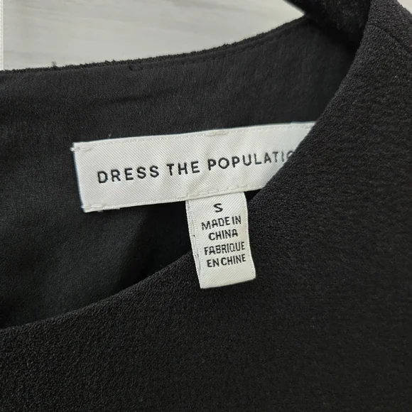 Dress the Population Tenley Black Dress With Boning Mesh Cutouts Cocktail Small - Picture 3 of 9